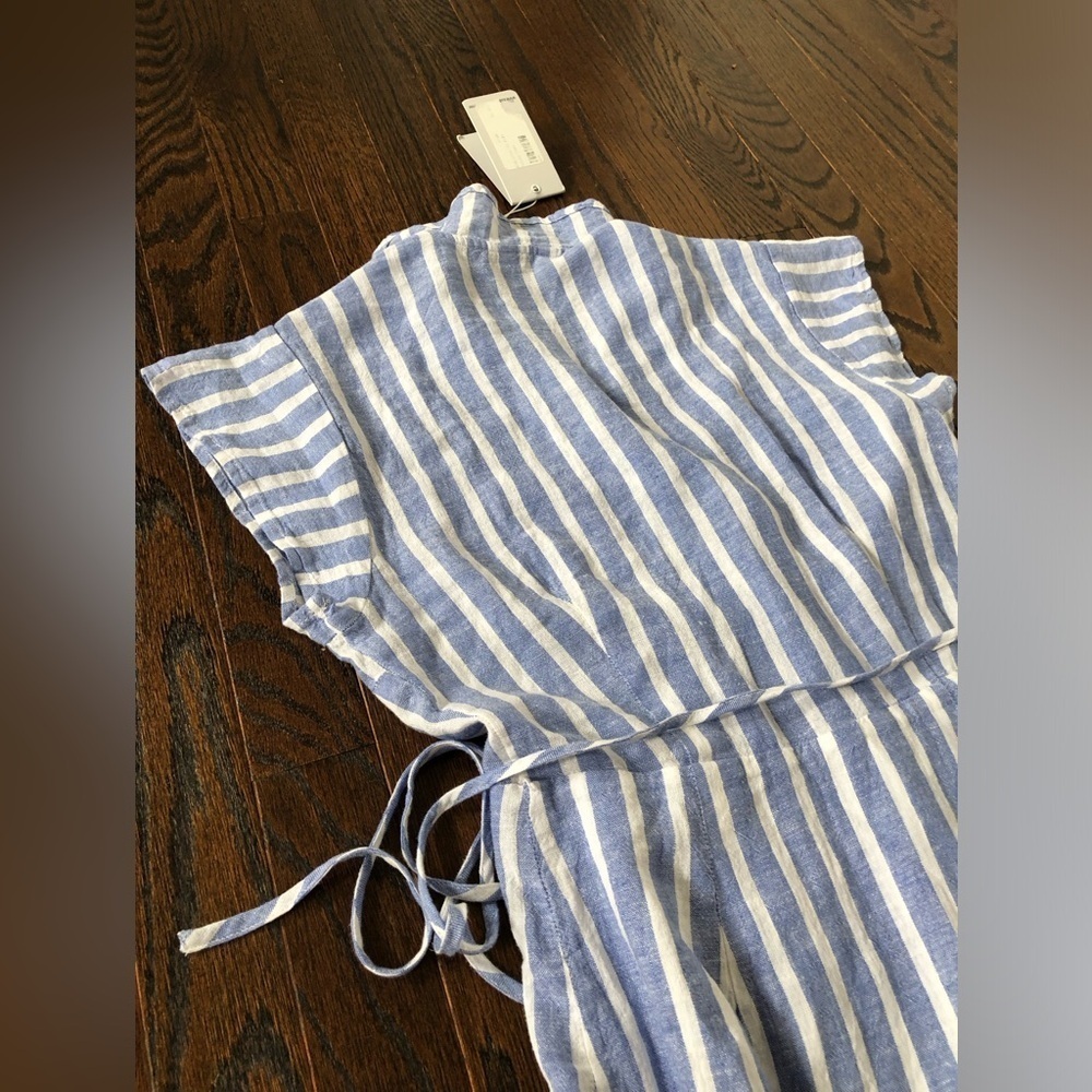 *NWT* Rails Women’s XS Light Blue/White Linen-Blend Louisa Juneau Stripe Dress - Picture 13 of 14